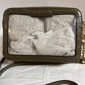 Michael Kors Ginny Medium Clear and Leather Crossbody Bag NWT
